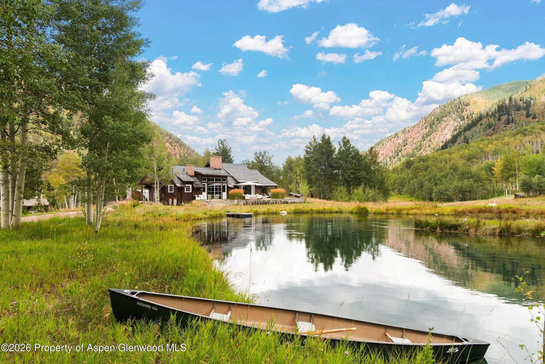 Pond and cabin, Roaring Fork Valley